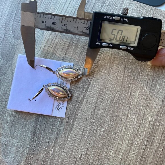 Marquise Faux Pearl Opalescent CZ Necklace & Earrings - Picture 8 of 9